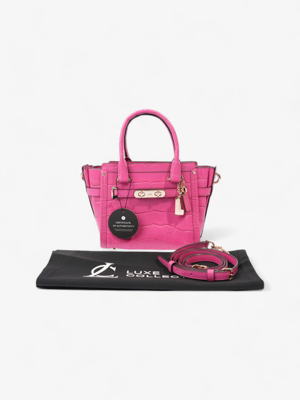 Coach Swagger Satchel Pink Embossed Leather 21