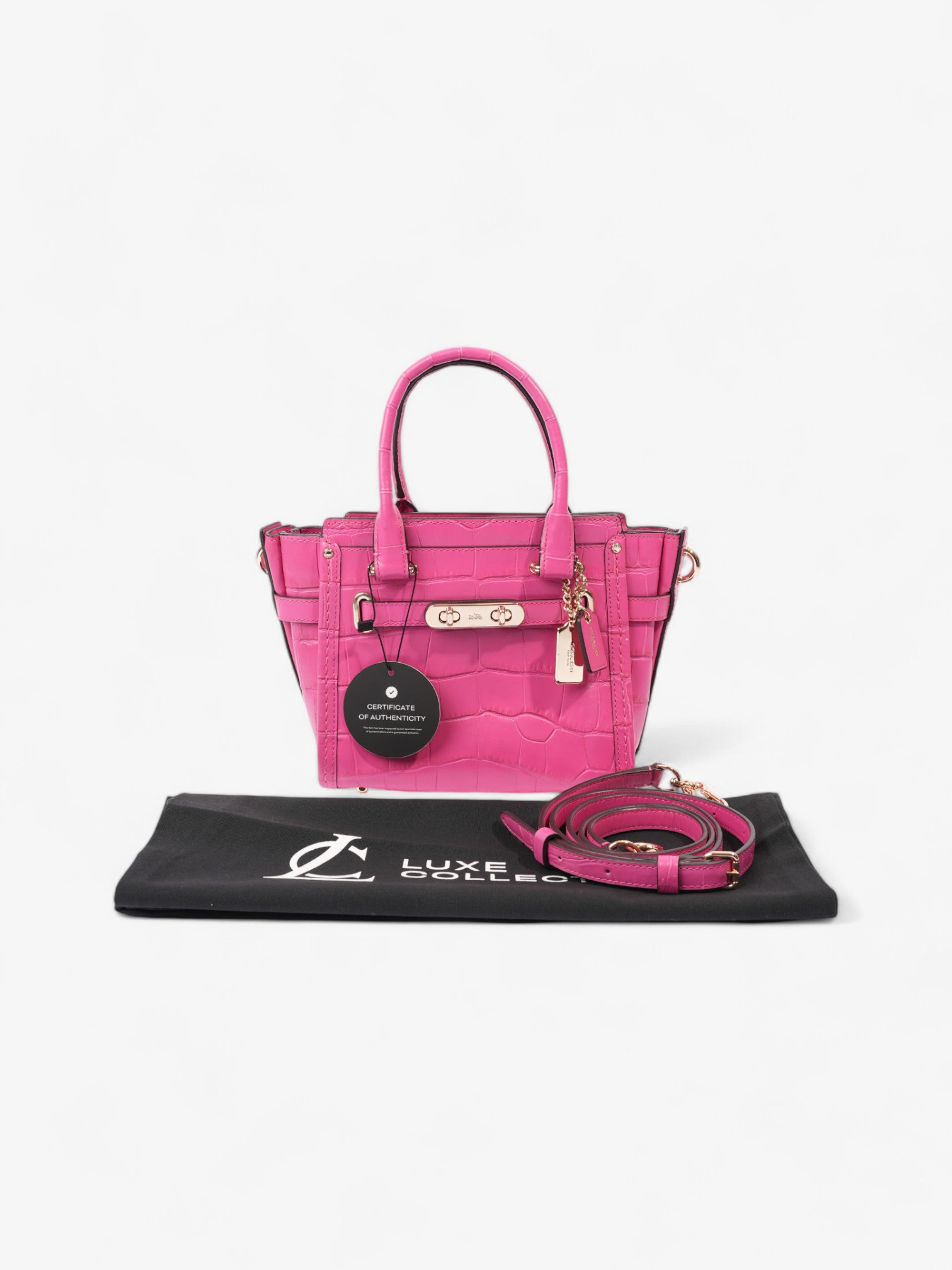 Coach Swagger Satchel Pink Embossed Leather 21