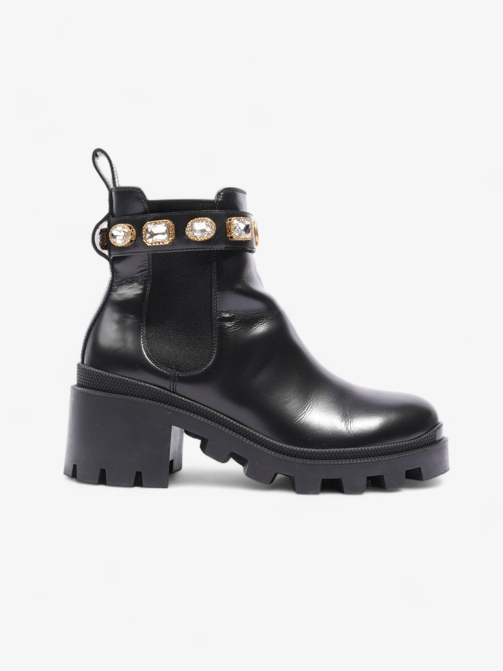 Gucci GG Jewelled Boots 50 Black / Gold Leather EU 37 UK 4