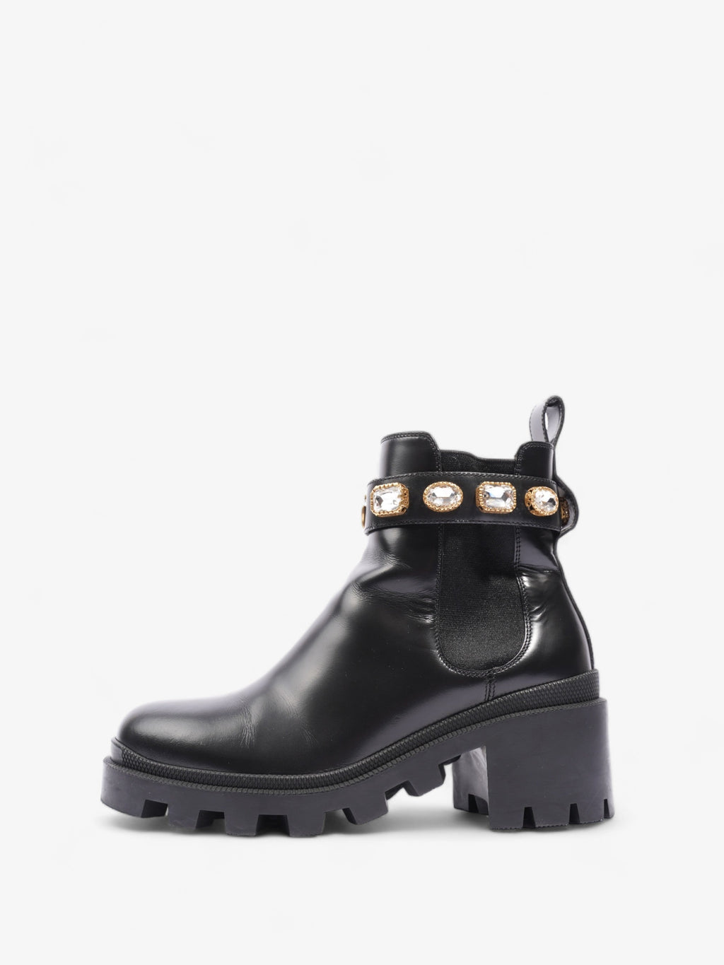 Gucci GG Jewelled Boots 50 Black / Gold Leather EU 37 UK 4