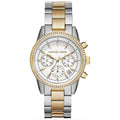 Ladies / Womens Ritz Silver & Gold Chronograph Stainless Steel Michael Kors Designer Watch MK6474