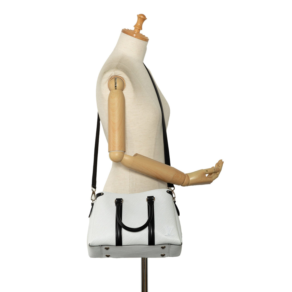 White Louis Vuitton Epi Soufflot BB Satchel