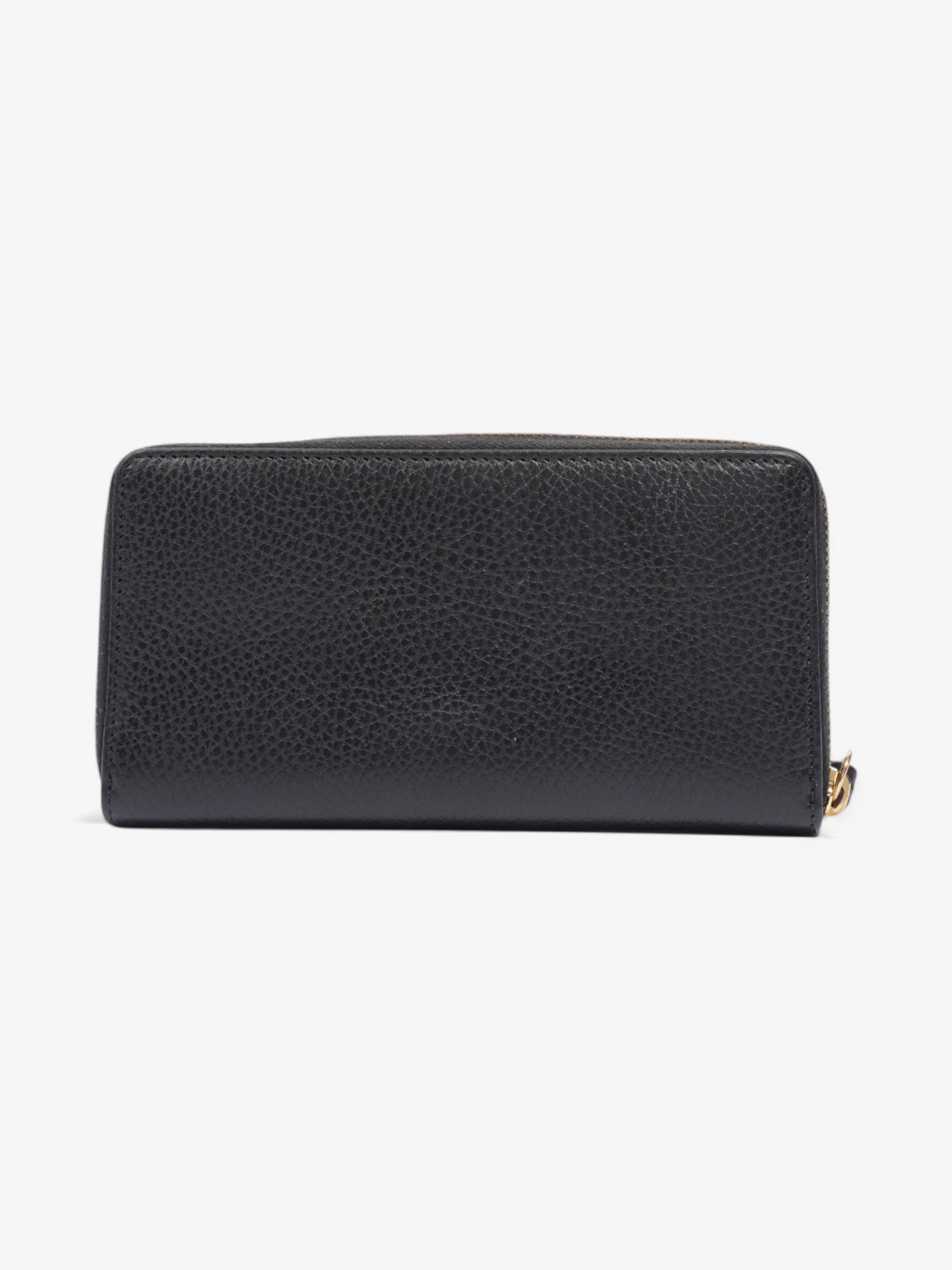 Gucci GG Marmont Zip Around Wallet Black / Gold Leather