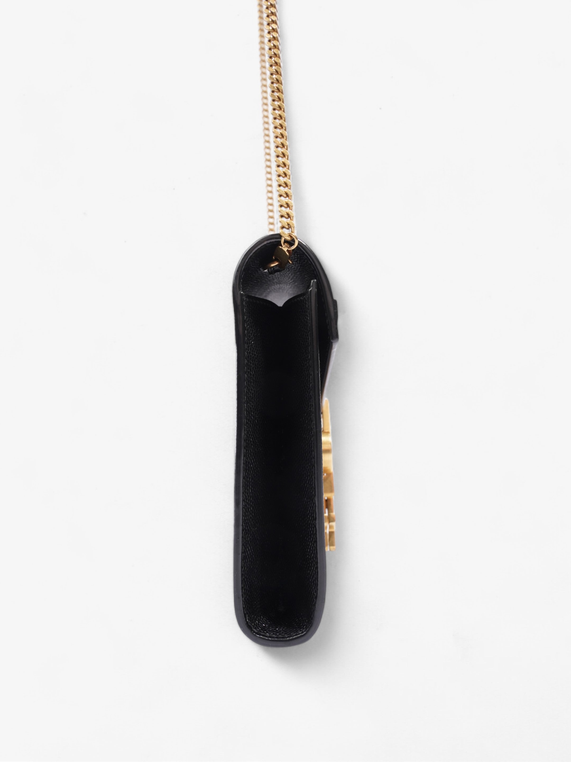Saint Laurent Cassandra Wallet On Chain Black Leather