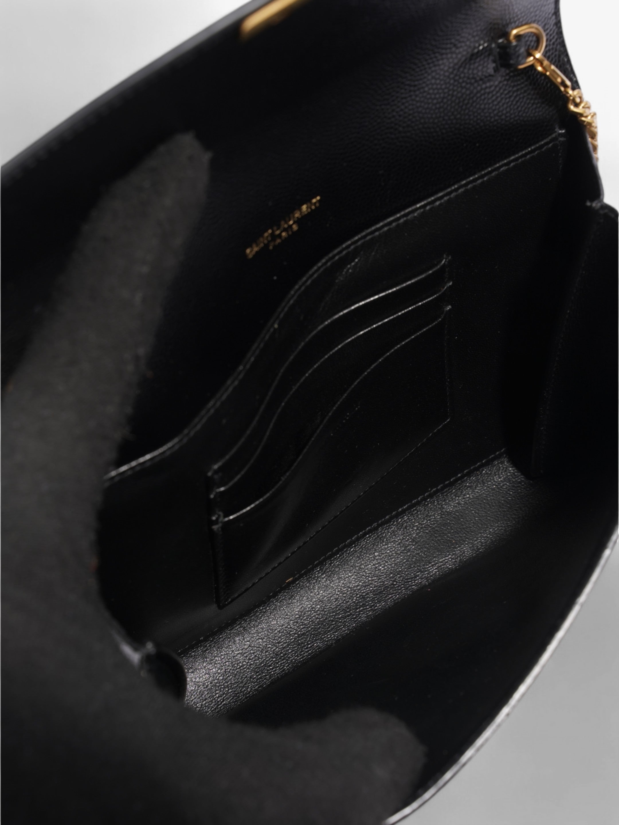Saint Laurent Cassandra Wallet On Chain Black Leather