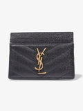 Saint Laurent Cassandre Card Holder Black / Gold Matelasse Leather
