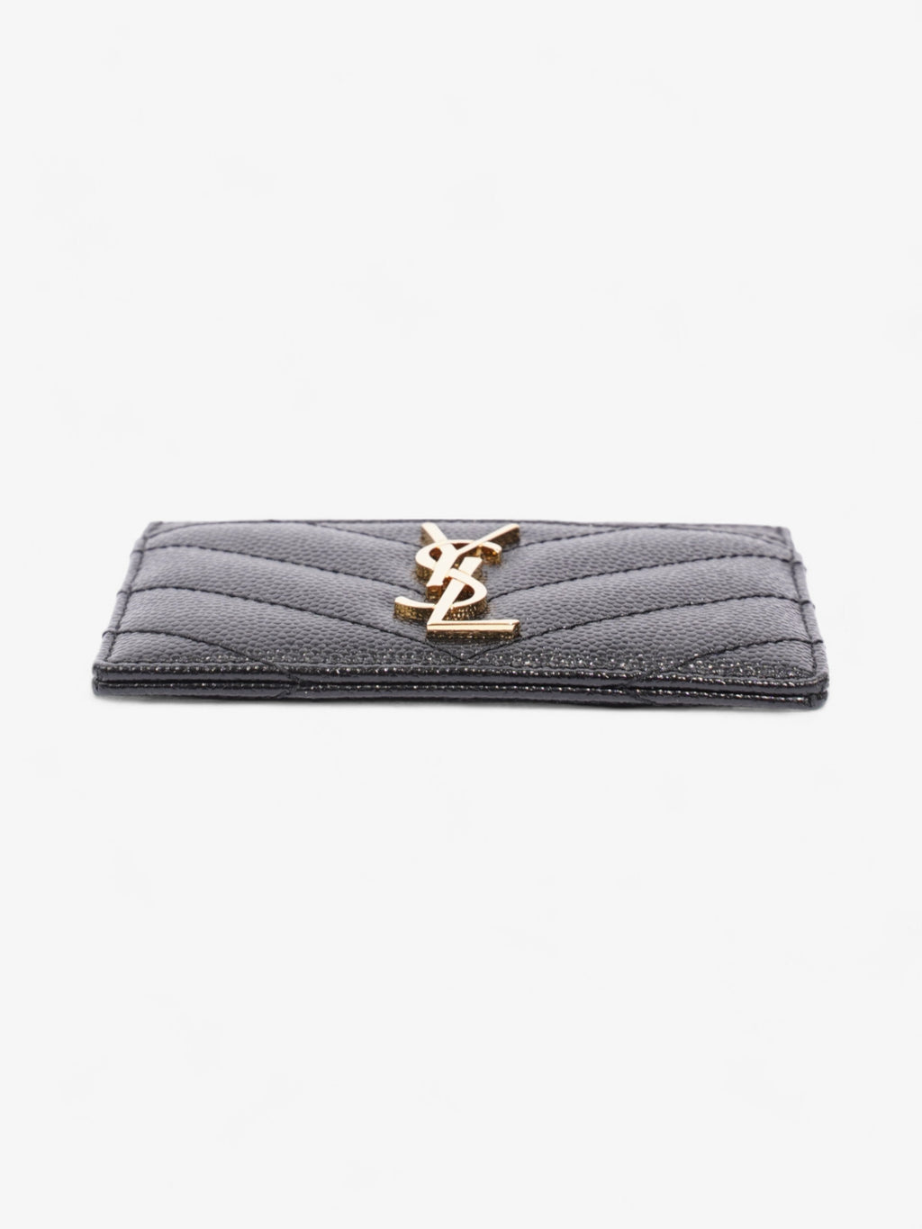 Saint Laurent Cassandre Card Holder Black / Gold Matelasse Leather
