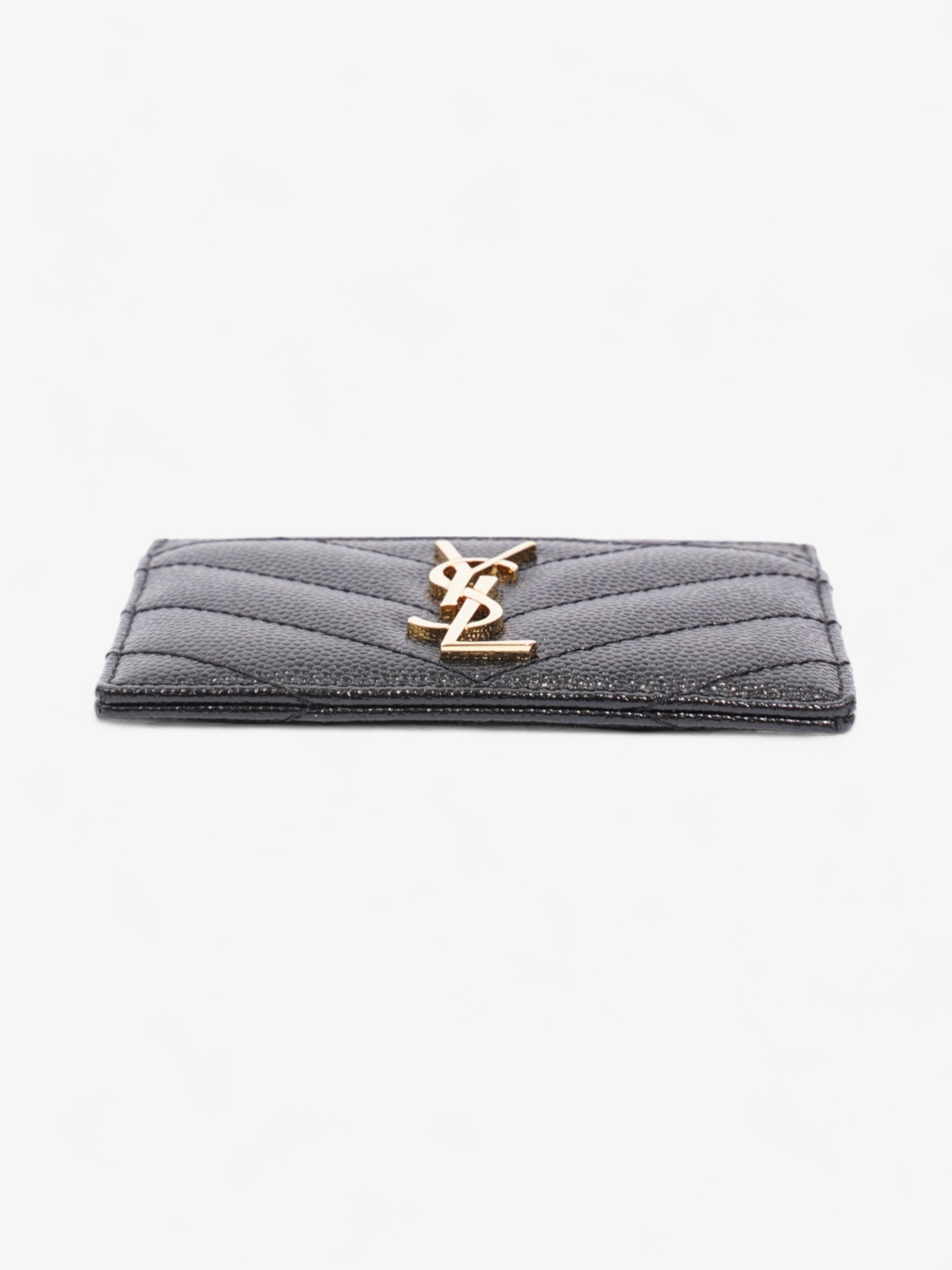 Saint Laurent Cassandre Card Holder Black / Gold Matelasse Leather