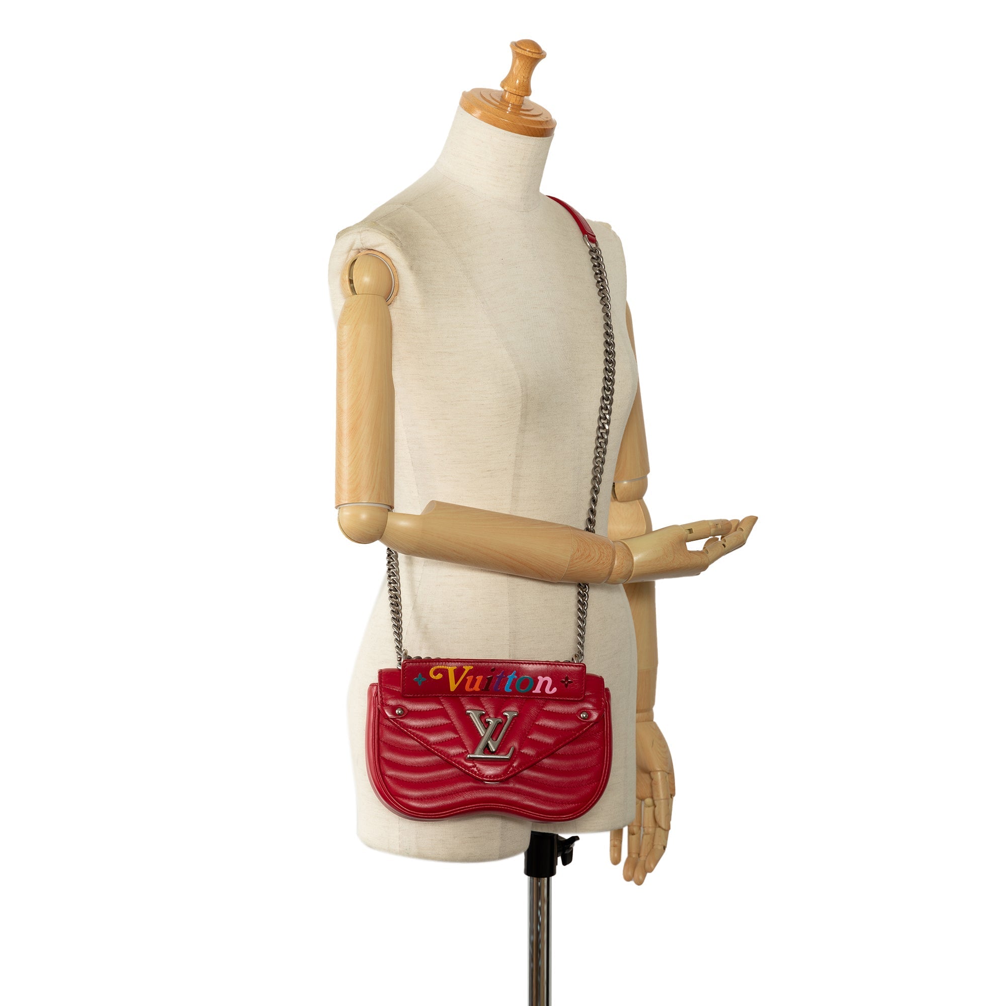 Red Louis Vuitton New Wave Chain Bag MM Satchel