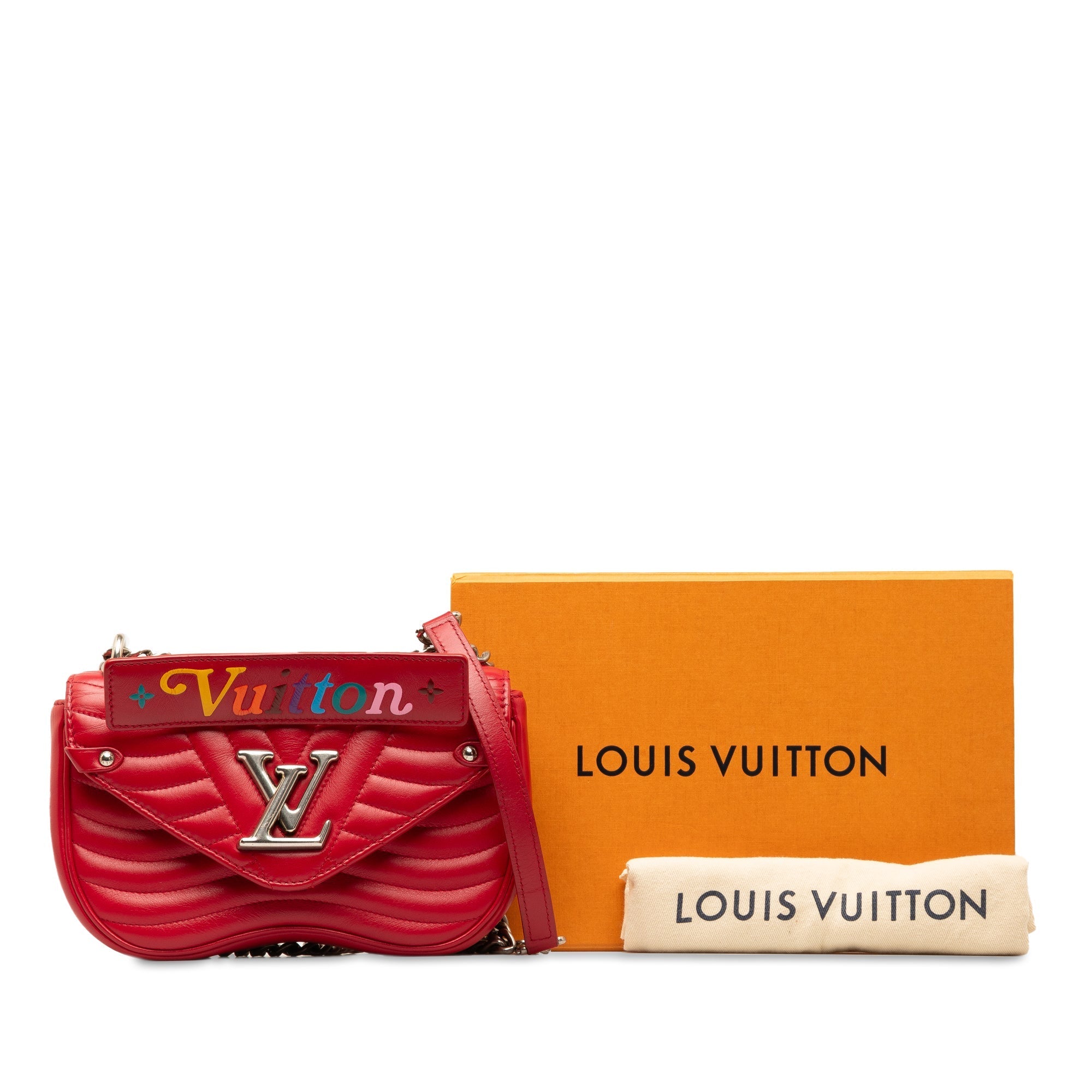 Red Louis Vuitton New Wave Chain Bag MM Satchel