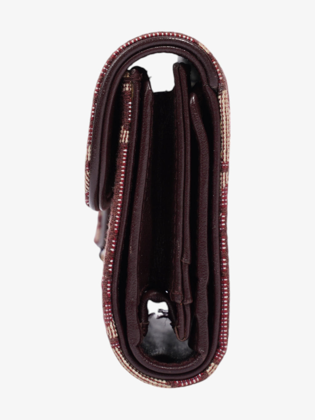Christian Dior Saddle Card Holder Burgundy Canvas