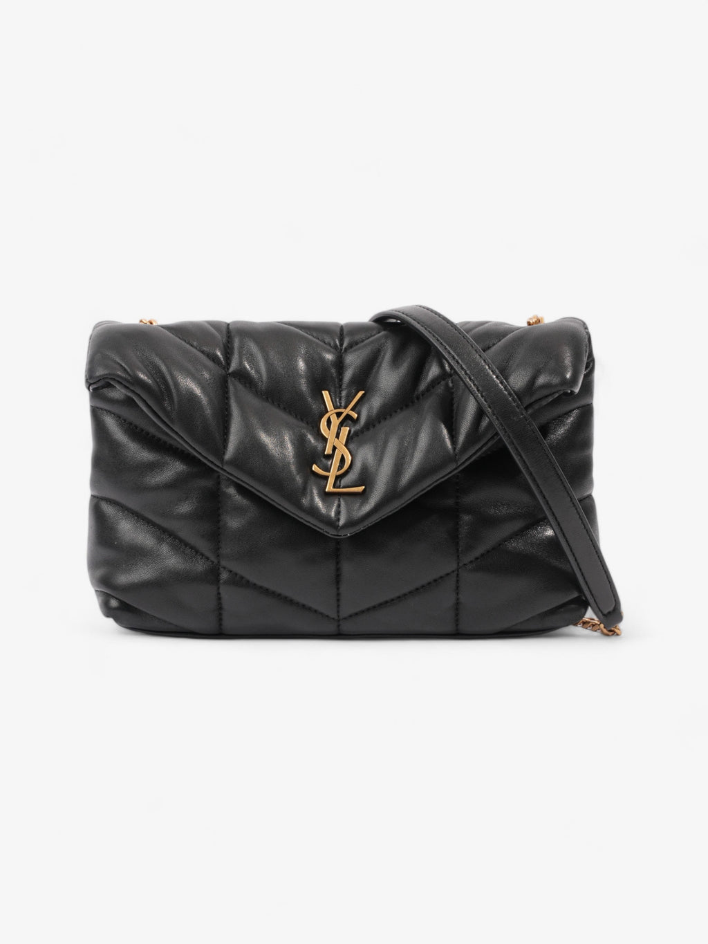 Saint Laurent Lou Lou Puffer Black Calfskin Leather Small