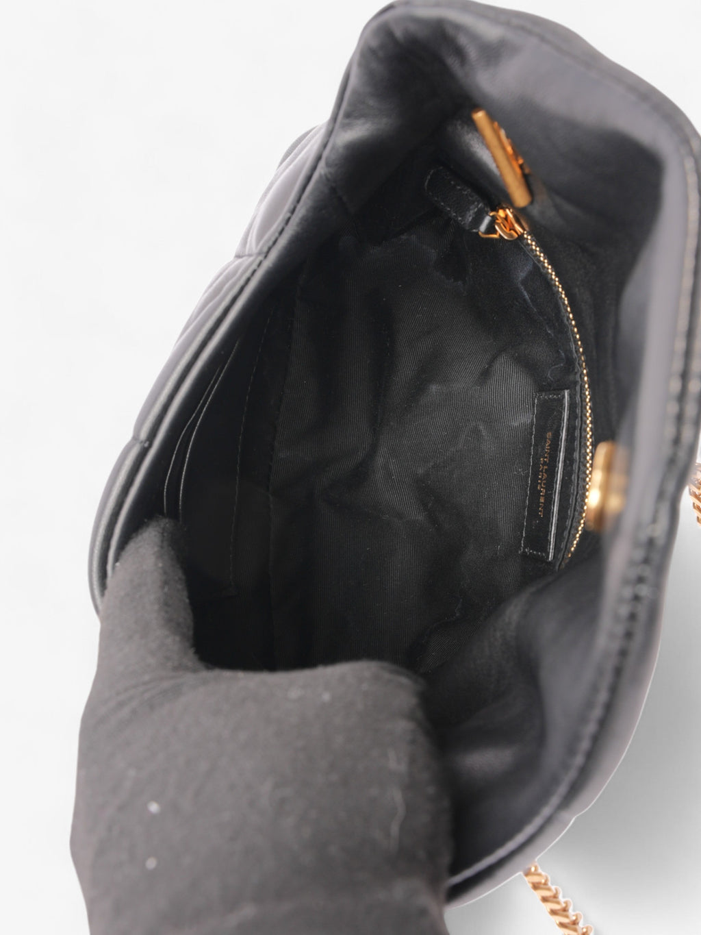 Saint Laurent Lou Lou Puffer Black Calfskin Leather Small