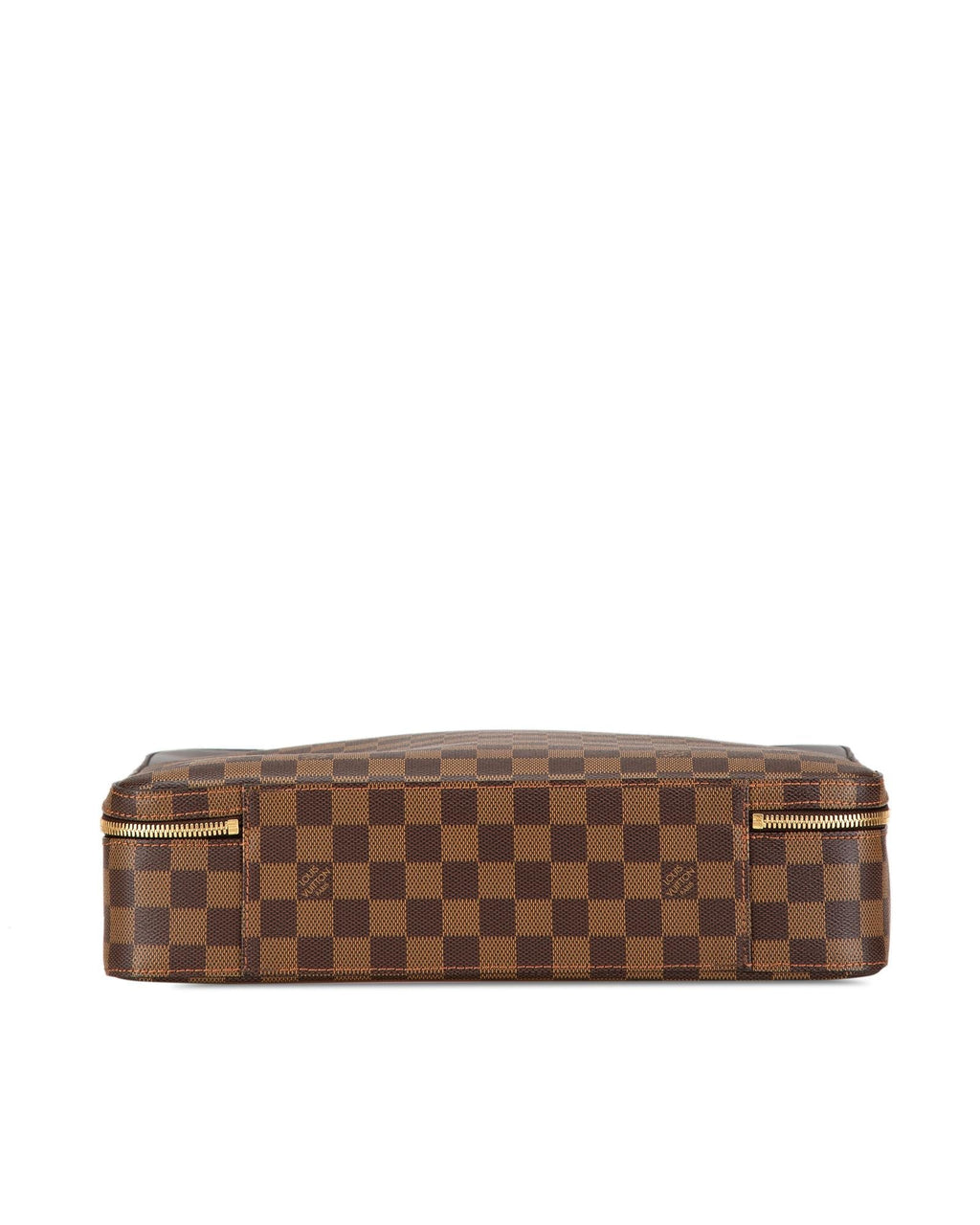Damier Ebene Canvas Laptop Bag with Leather Trim and Adjustable Strap
