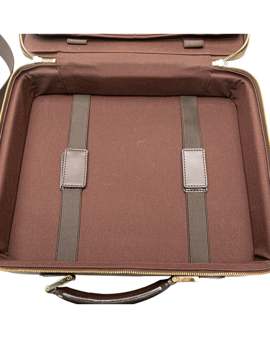 Damier Ebene Canvas Laptop Bag with Leather Trim and Adjustable Strap