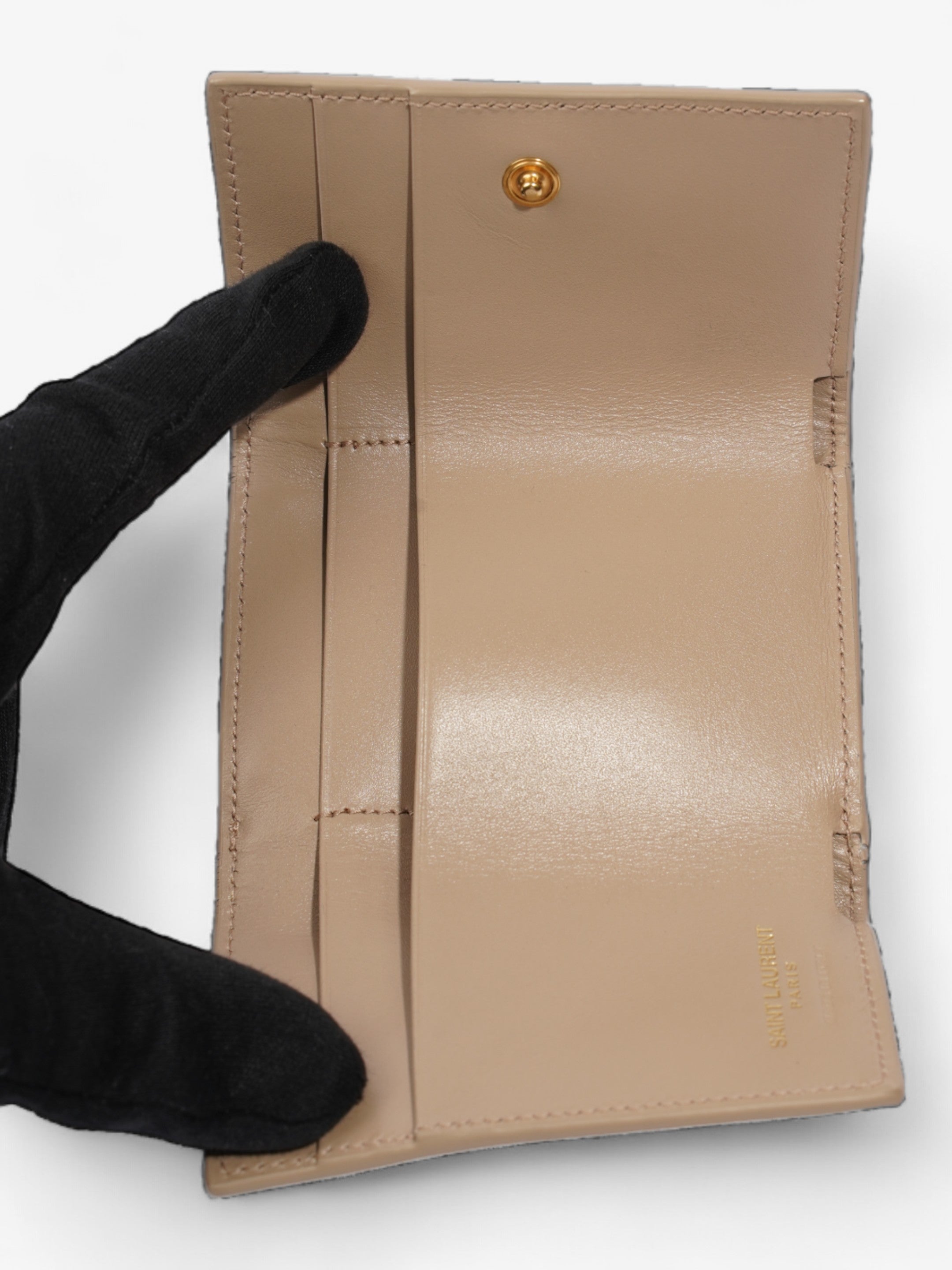 Saint Laurent Rider Wallet Beige Leather