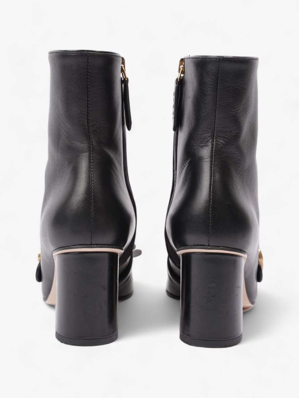 Gucci GG Marmont Fringe Block Heel 70mm Black Leather EU 37 UK 4