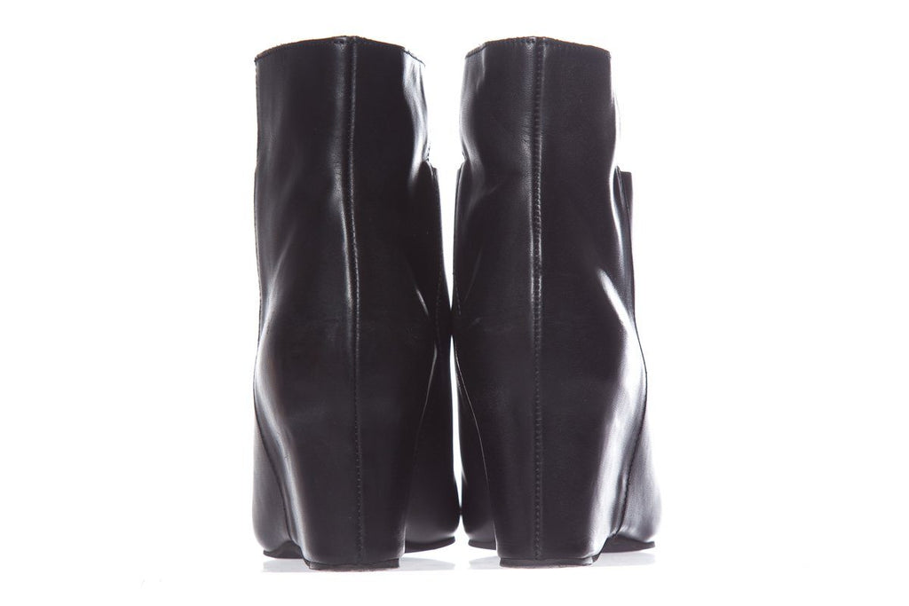 Maison Margiela Black Leather Wedge Booties SZ 38