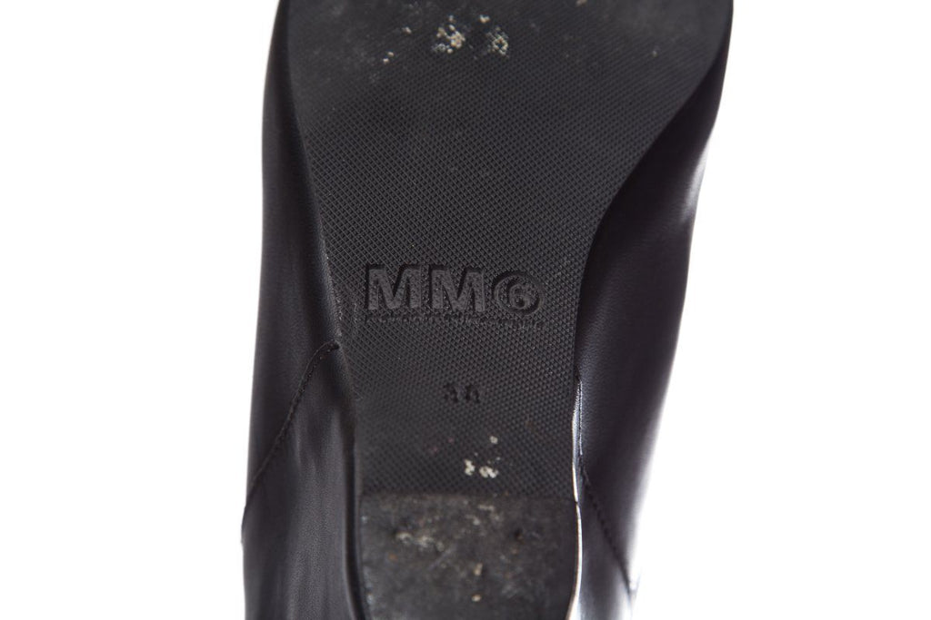 Maison Margiela Black Leather Wedge Booties SZ 38
