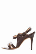 Manolo Blahnik Brown Leather Strap Sandals SZ 36.5 sale