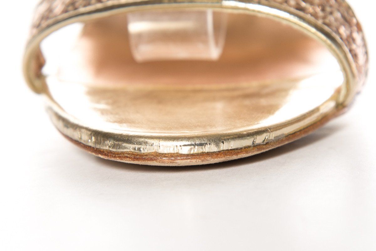 Manolo Blahnik Gold Metallic Sequin Sandals SZ 37