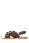 Marni Dark Green Pony Hair Cross Strap Sandals SZ 36