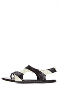 Marsell Black & Ivory Striped Leather Flat Sandals SZ 35.5