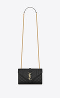 Saint Laurent Women Small Envelope Quilted Grain Leather Bag