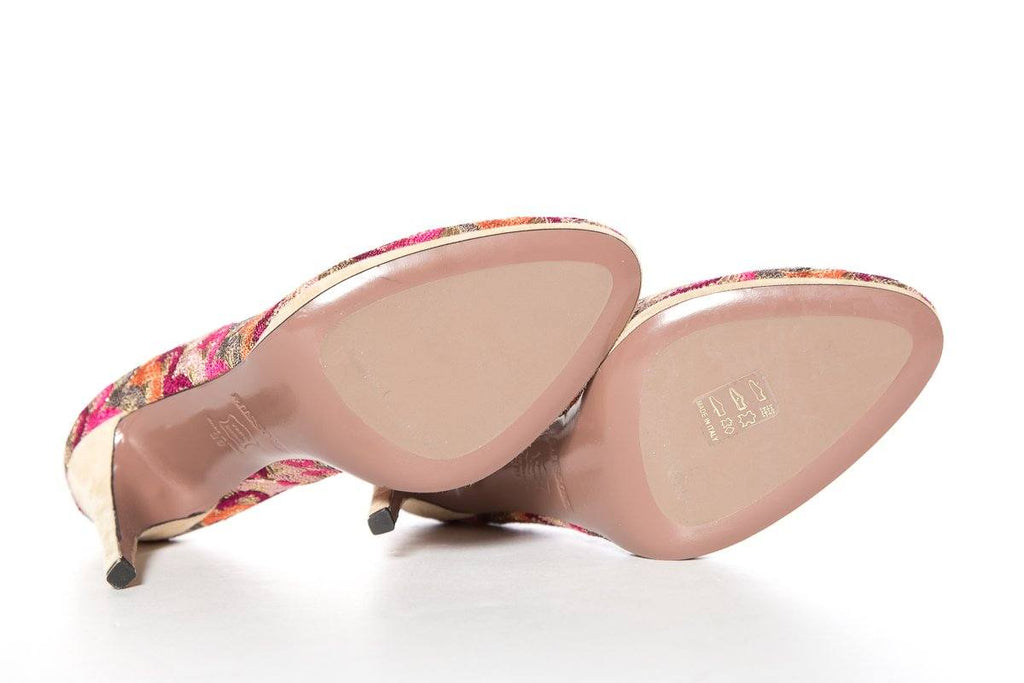 Missoni Pink & Multi Color Knit & Suede Pump SZ 39 Sale