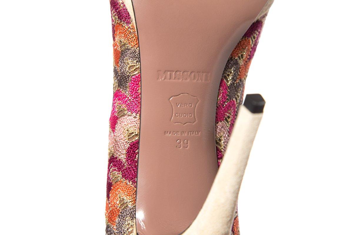 Missoni Pink & Multi Color Knit & Suede Pump SZ 39 Sale