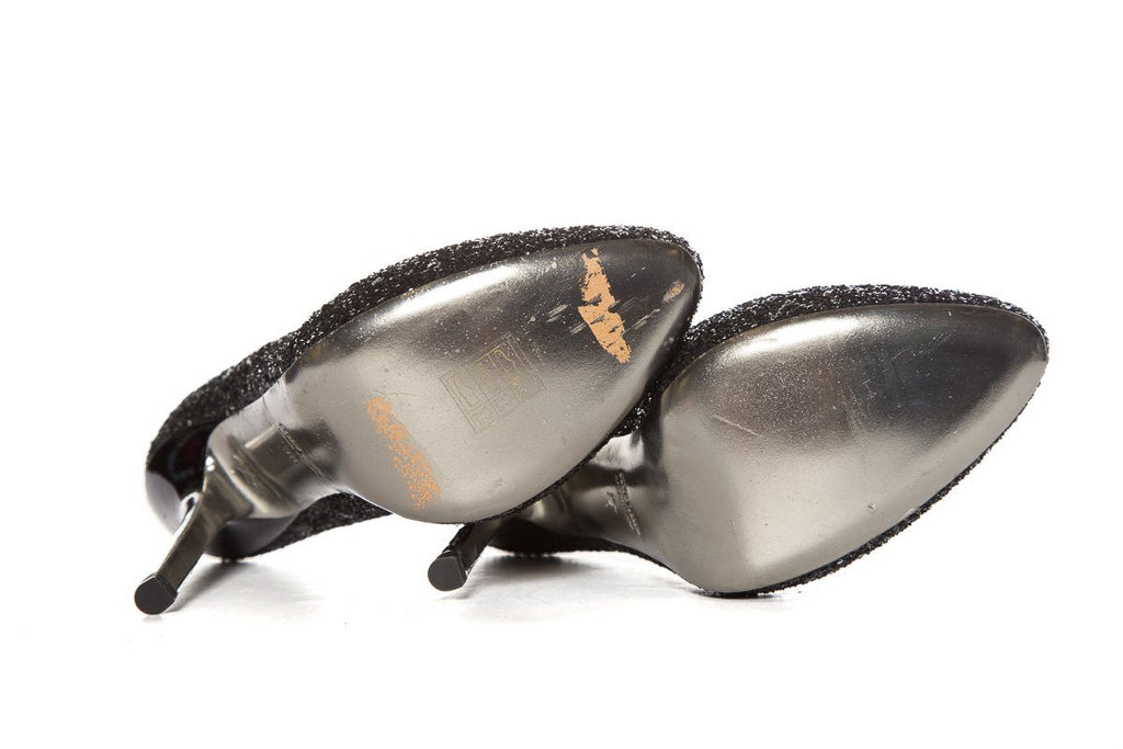 Miu Miu Black Glitter Platform Pumps SZ 38 Sale