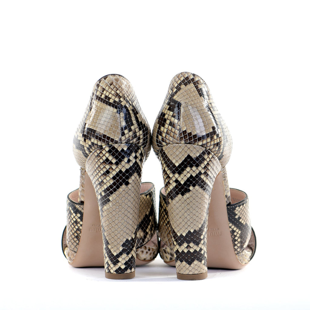 Snakeskin Banana Heel Sandals
