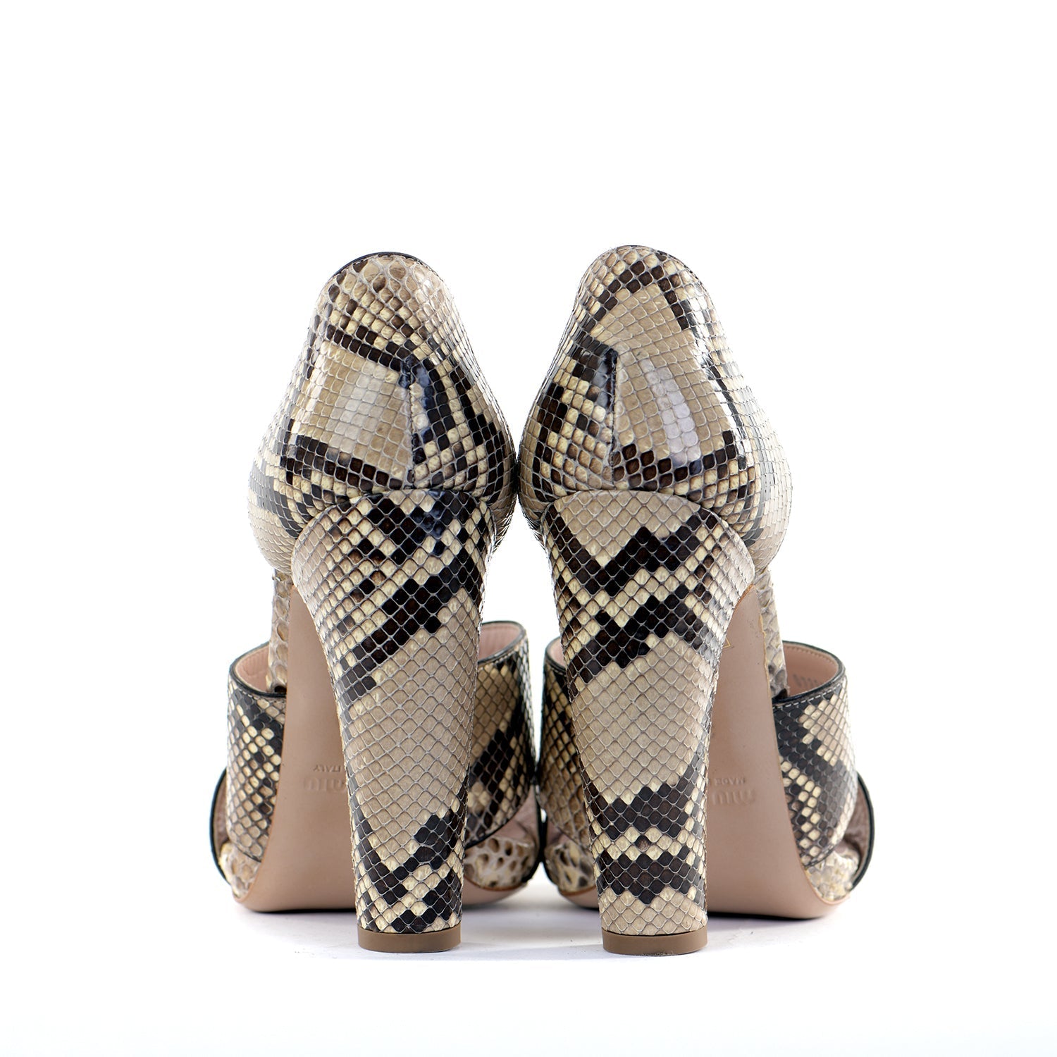 Snakeskin Banana Heel Sandals
