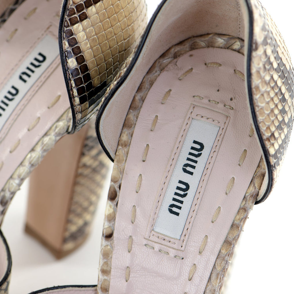 Snakeskin Banana Heel Sandals