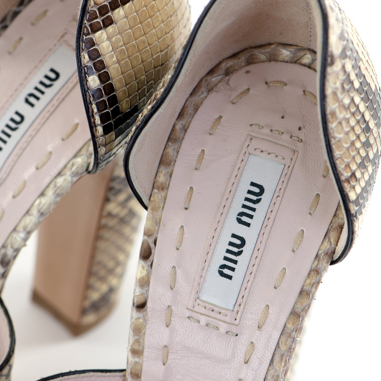 Snakeskin Banana Heel Sandals