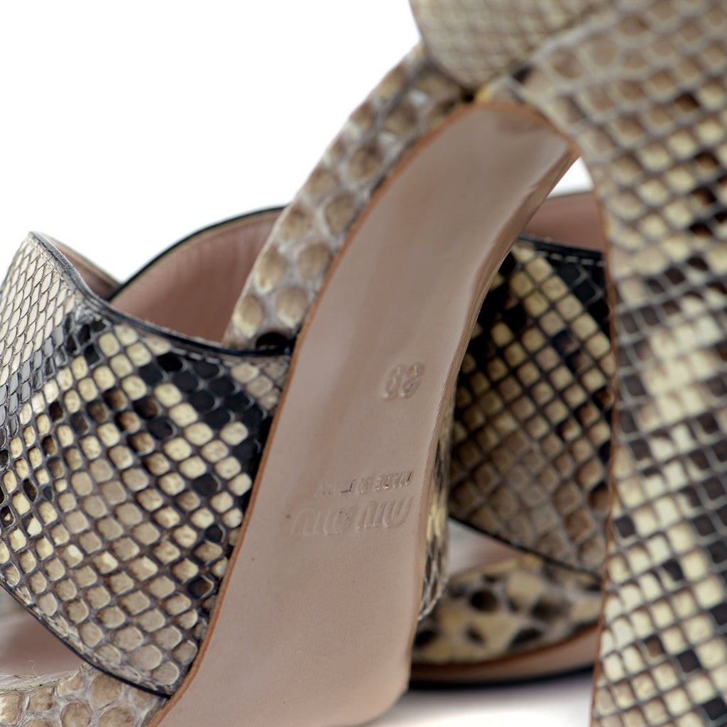 Snakeskin Banana Heel Sandals