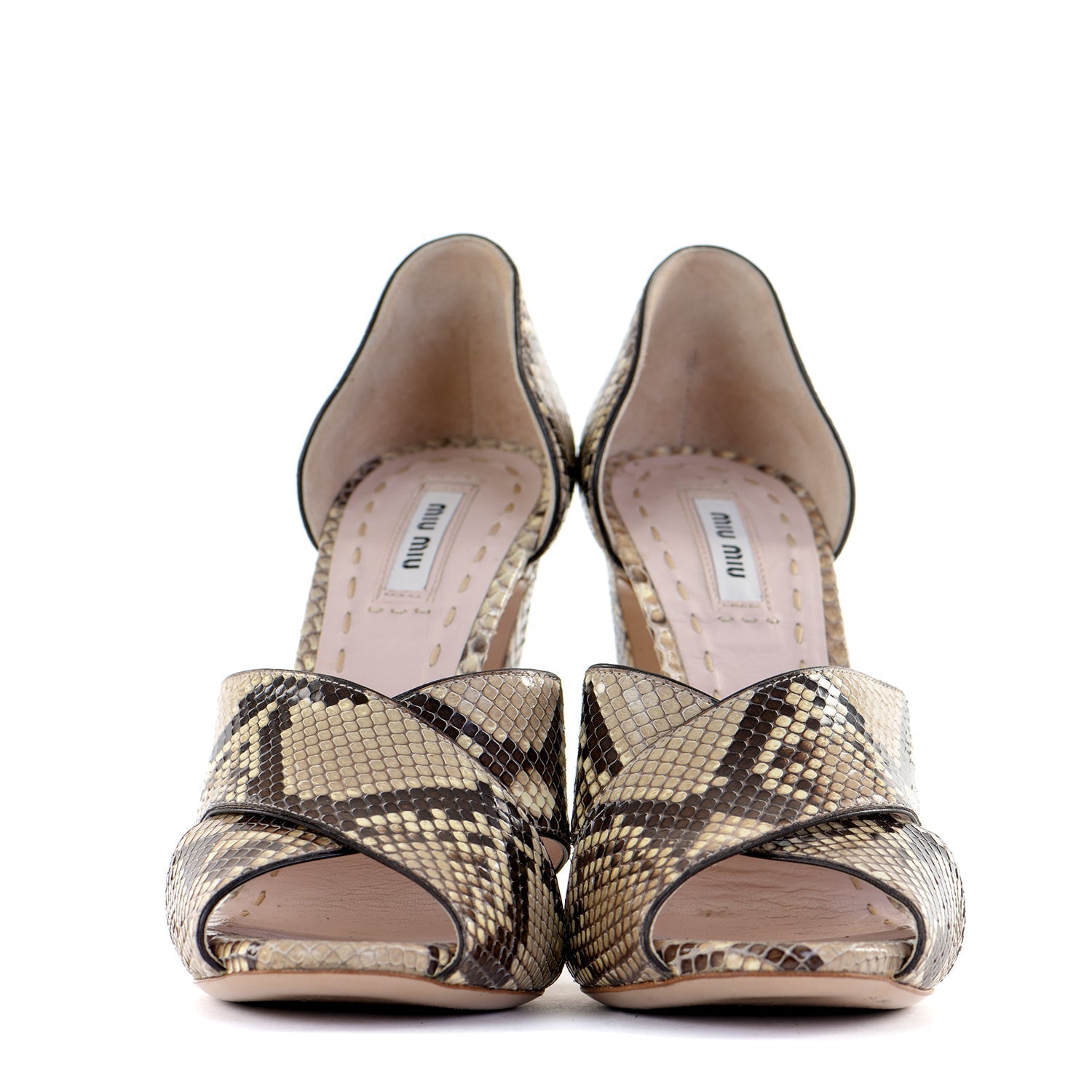 Snakeskin Banana Heel Sandals