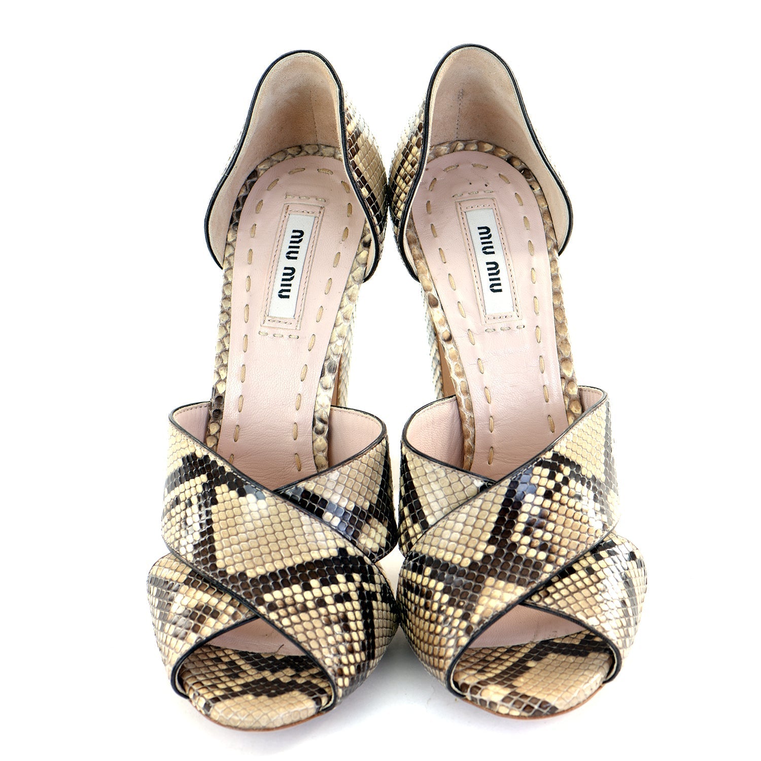 Snakeskin Banana Heel Sandals