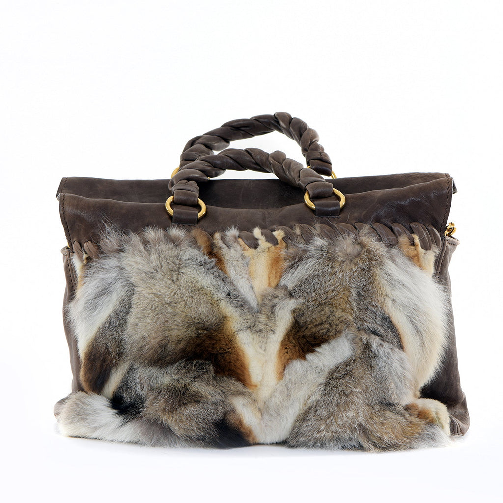 Fox Fur Leather Tote