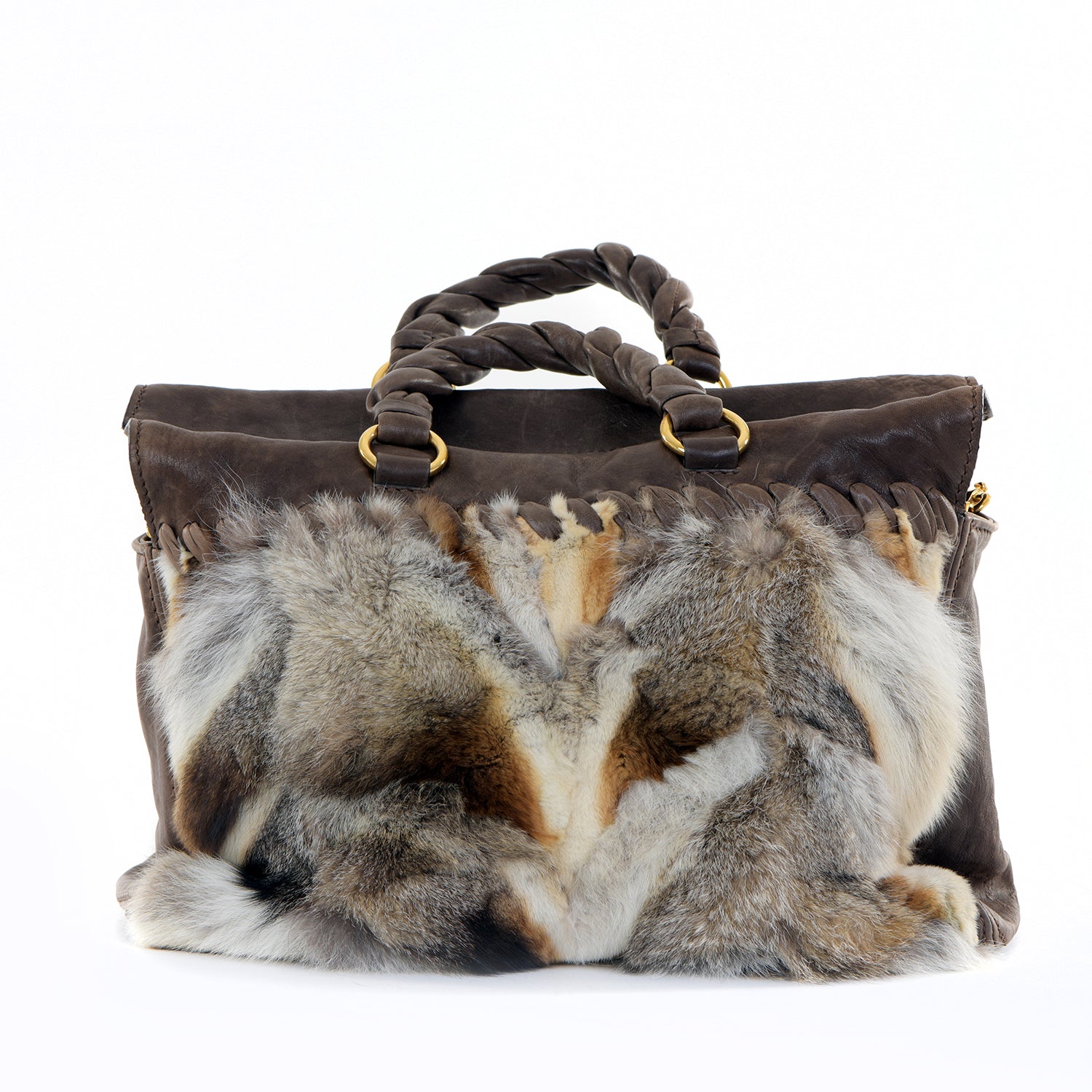Fox Fur Leather Tote