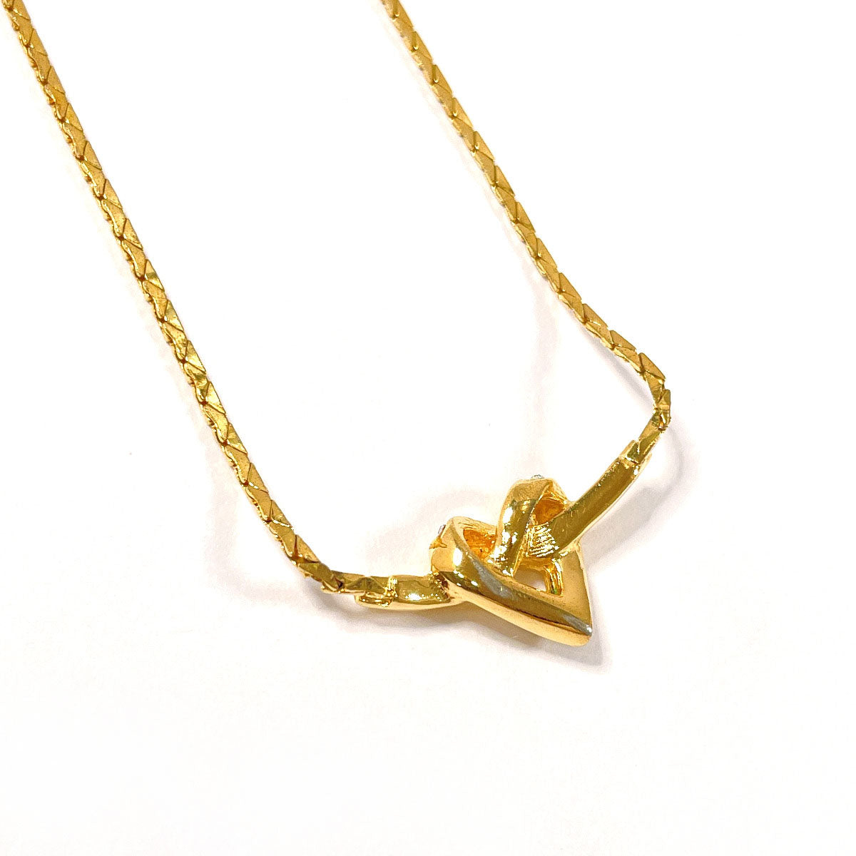 Christian Dior Necklace Metal, Rhinestone gold heart Women Used