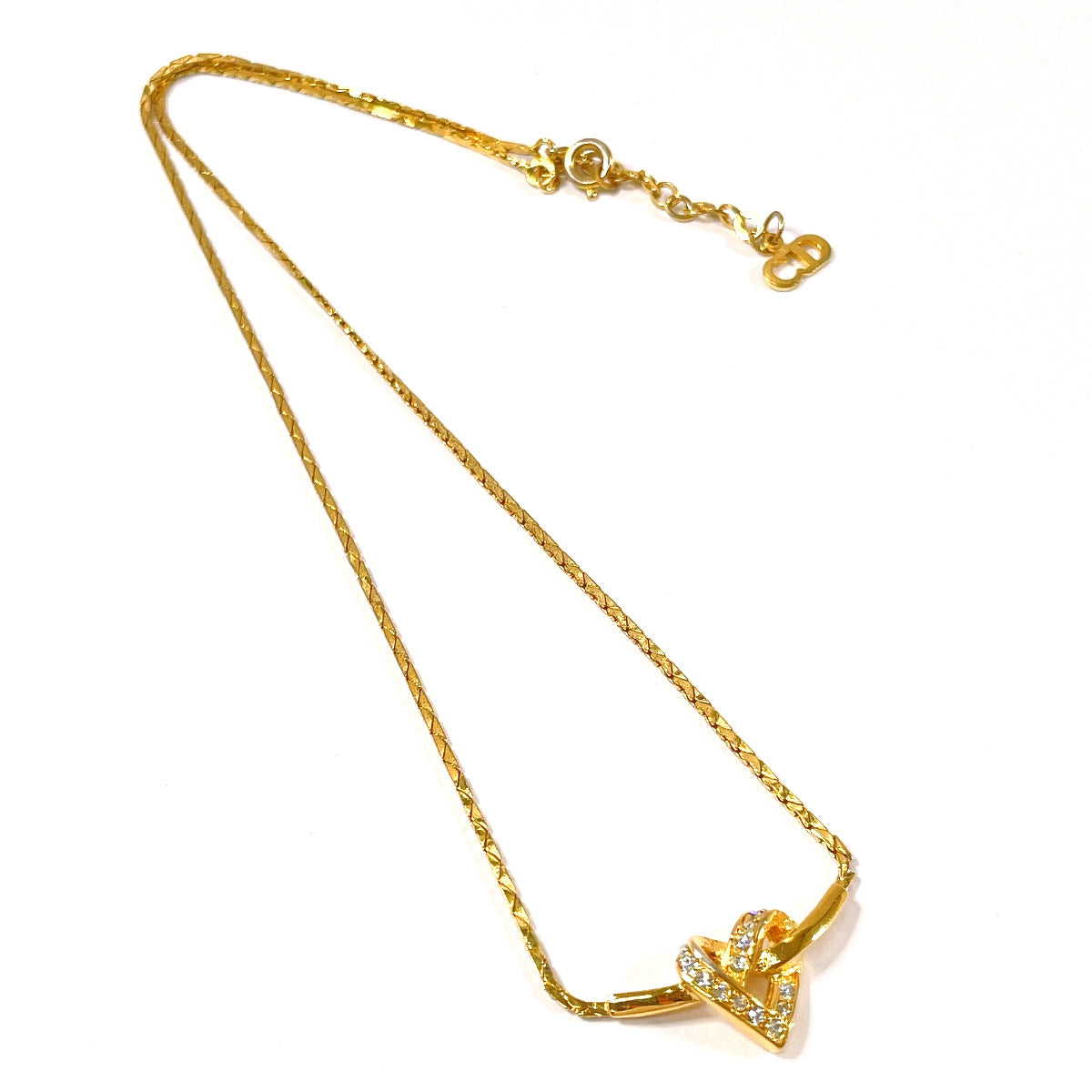 Christian Dior Necklace Metal, Rhinestone gold heart Women Used