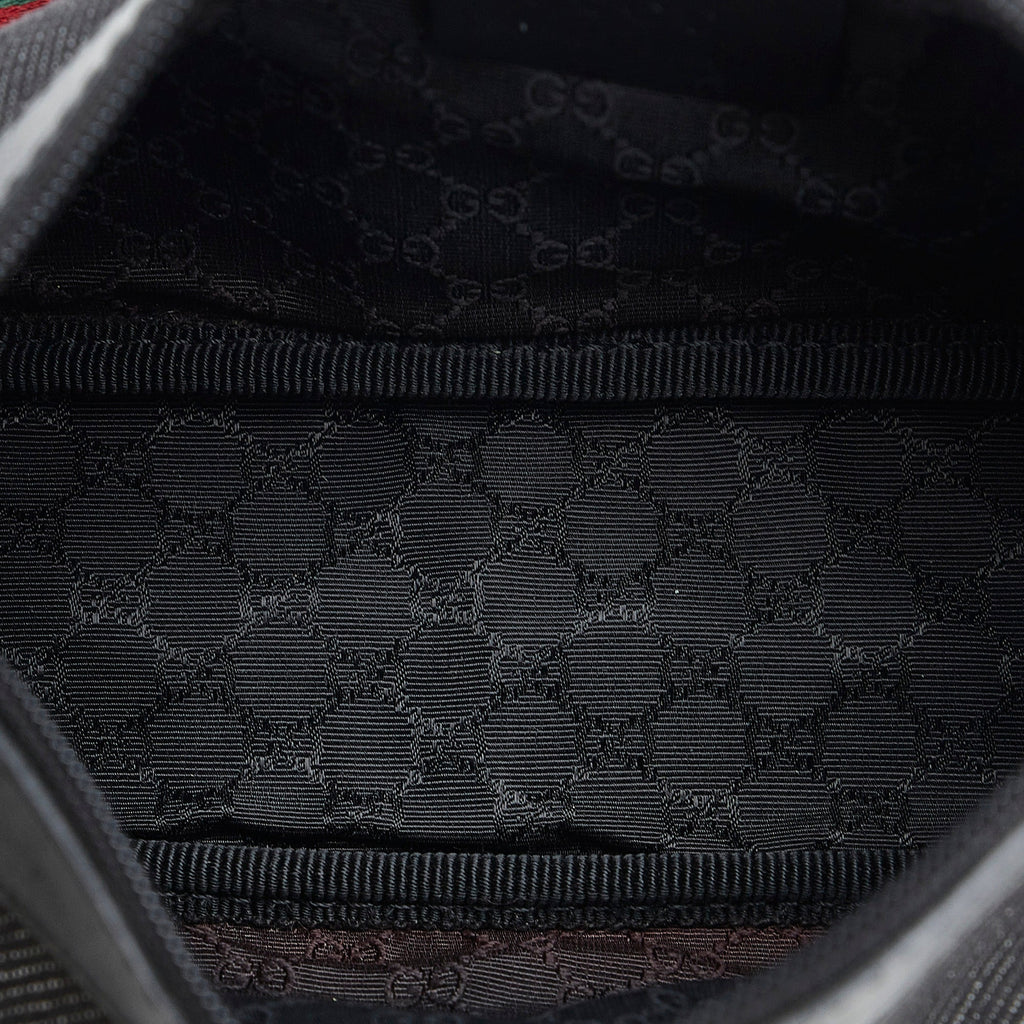 Gucci Web Baguette Black GG Denim Canvas