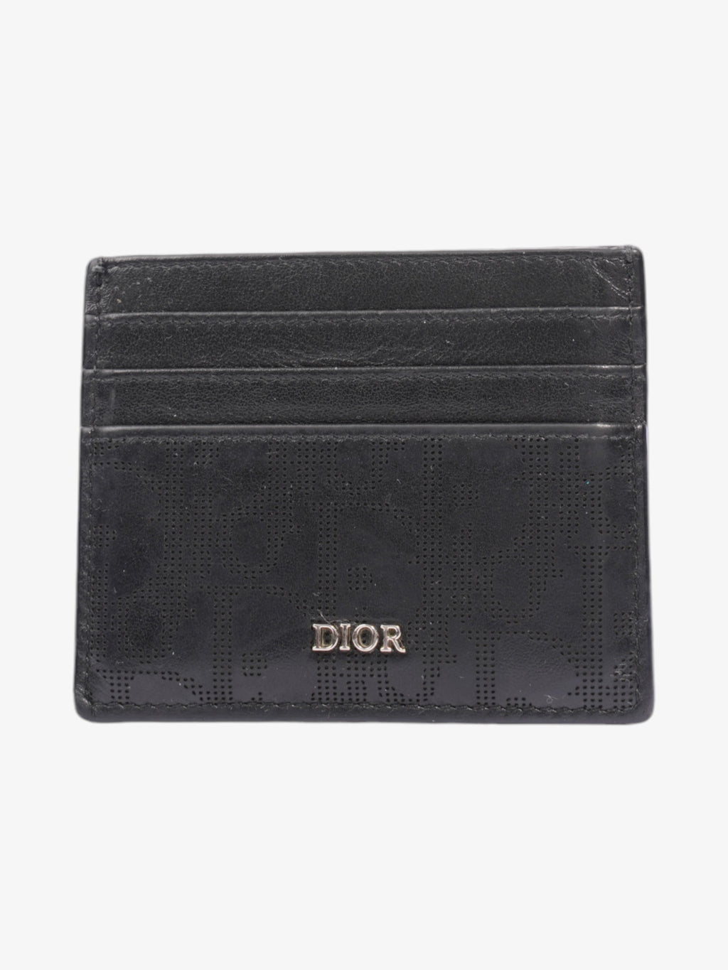 Christian Dior Oblique Galaxy Card Holder Black Leather