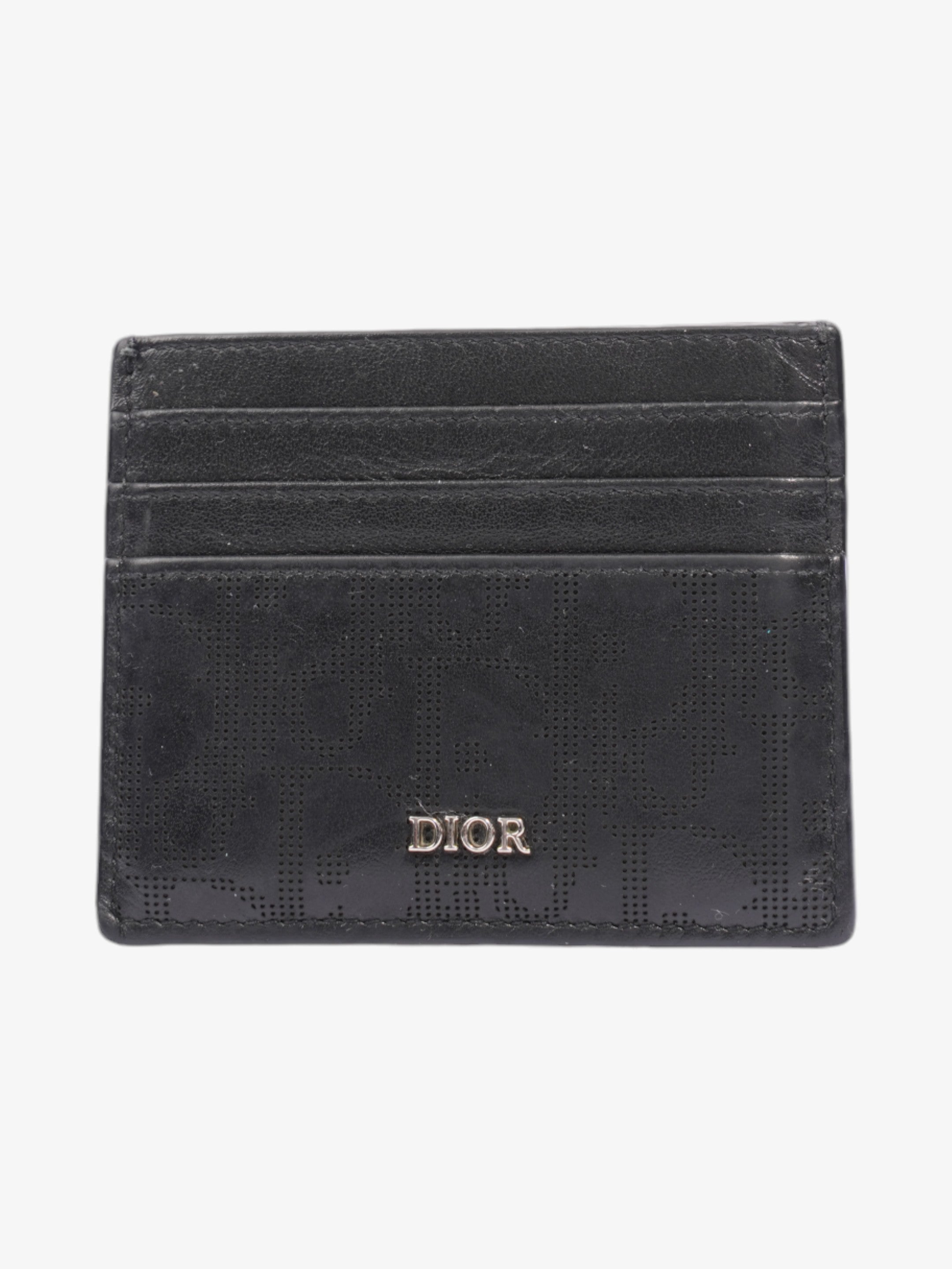 Christian Dior Oblique Galaxy Card Holder Black Leather