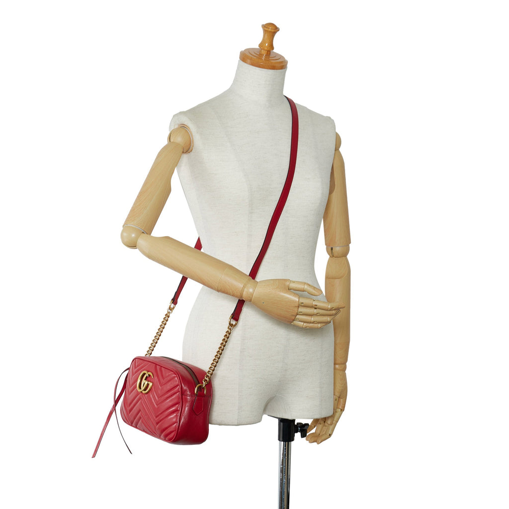 Gucci GG Marmont Red MatelassÃƒÆ’Ã‚Â© Leather