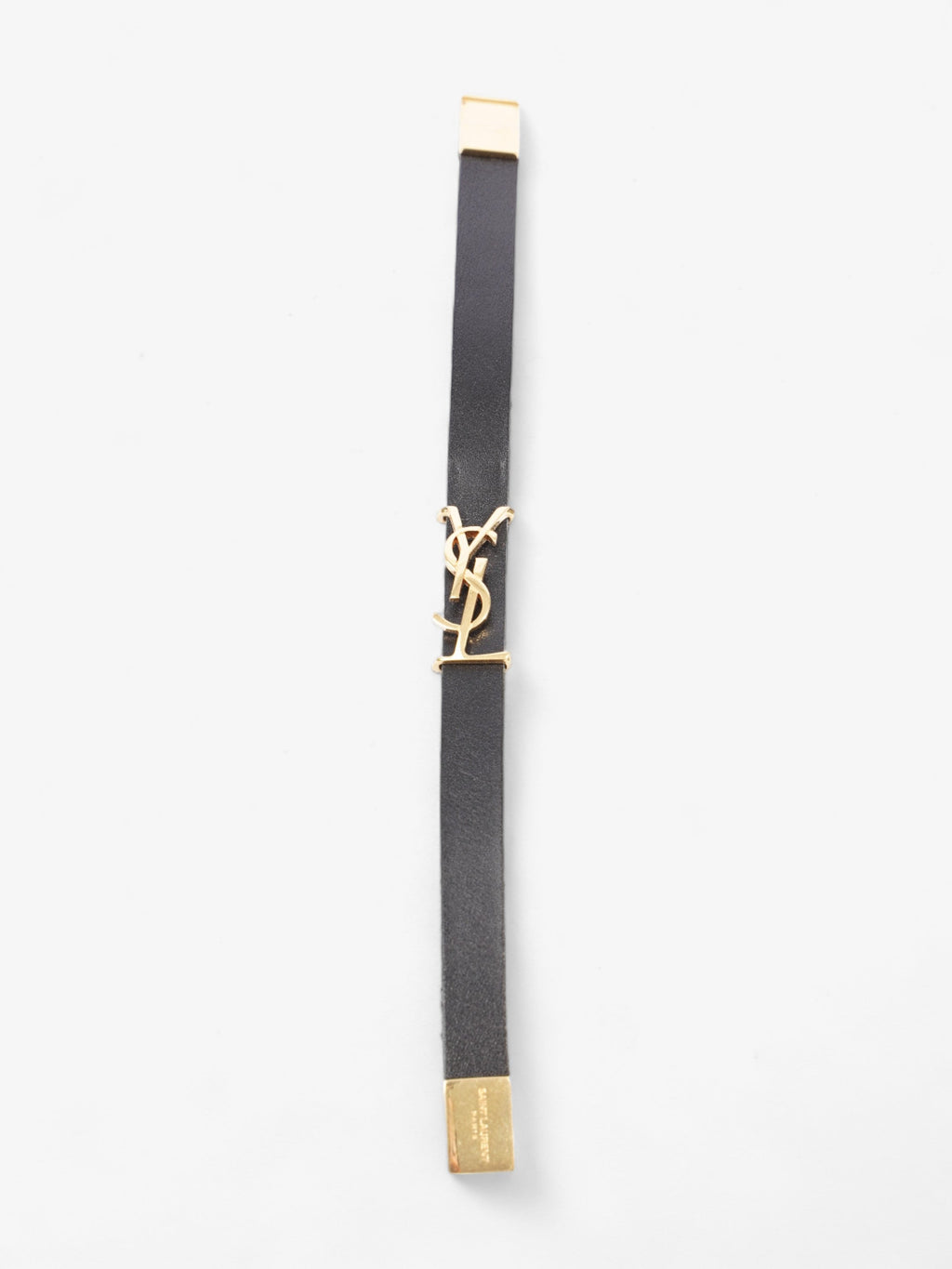 Saint Laurent Opyum Single Wrap Bracelet Black Leather Medium