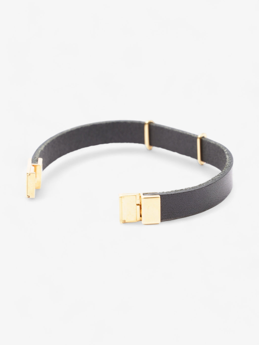 Saint Laurent Opyum Single Wrap Bracelet Black Leather Medium