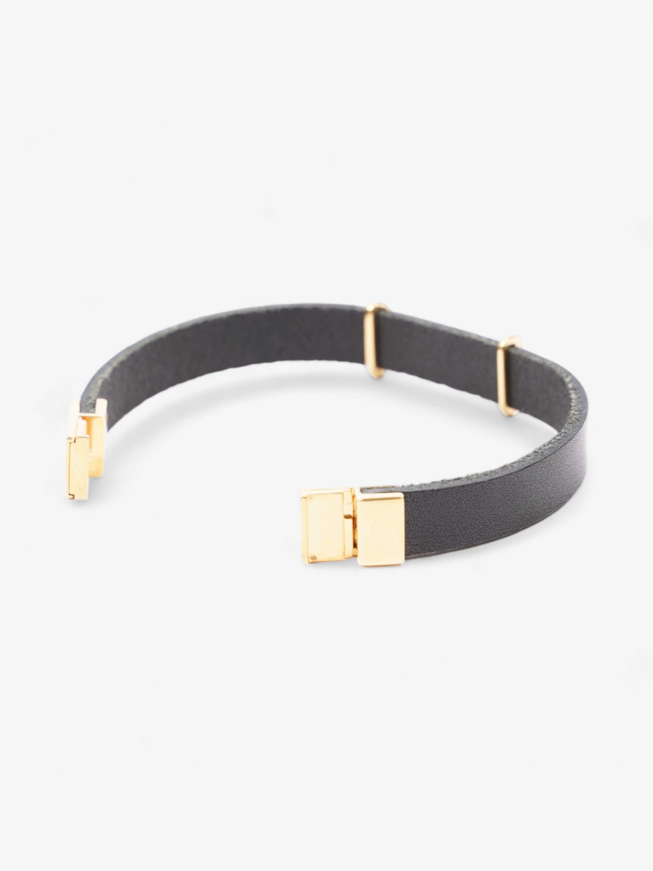 Saint Laurent Opyum Single Wrap Bracelet Black Leather Medium