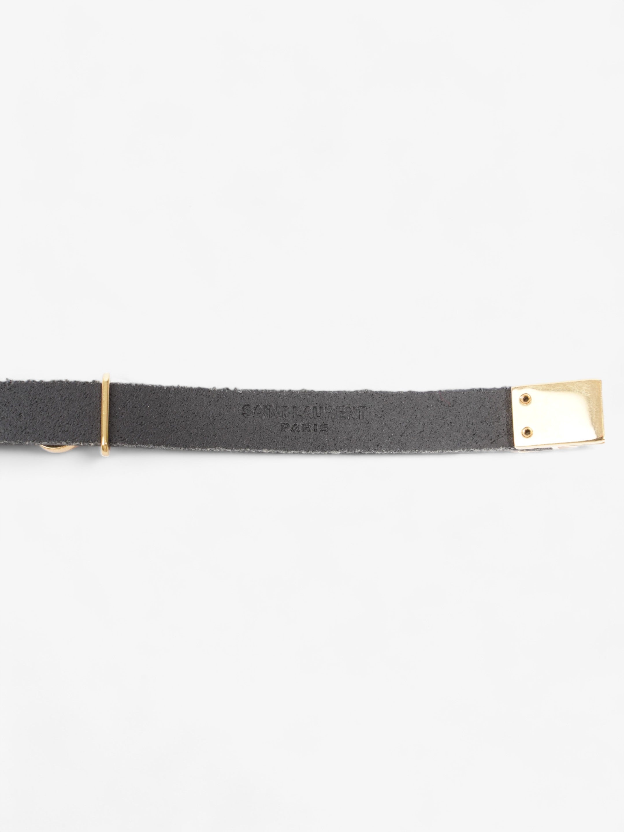 Saint Laurent Opyum Single Wrap Bracelet Black Leather Medium